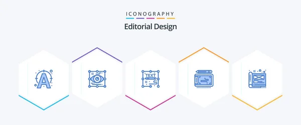 Editorial Design Blue Icon Pack Including Wacom Graphic View Art — Stok Vektör