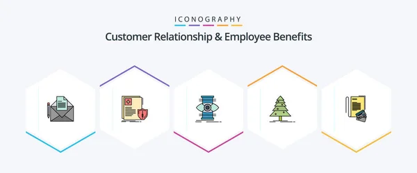 Customer Relationship Employee Benefits Filledline Icon Pack Including Note Christmas — Διανυσματικό Αρχείο