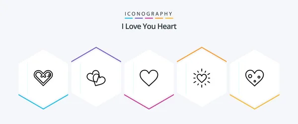 Heart Line Icon Pack Including Love Valentine Heart Love Report — Stock Vector