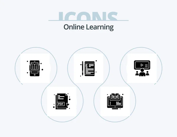 Online Learning Glyph Icon Pack Icon Design Group Education Education — Stok Vektör