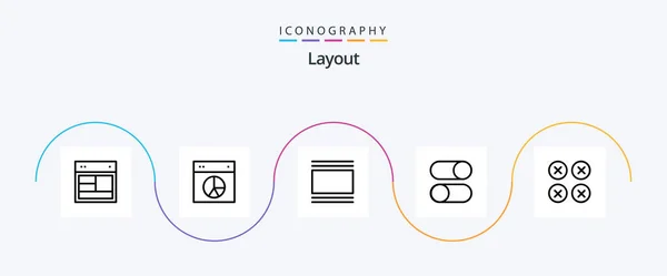 Layout Line Icon Pack Including Loading Ellipsis Pie Vertical Layout — Wektor stockowy