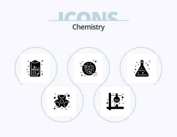 Chemistry Glyph Icon Pack Icon Design Lab Power Science Molecules — Vector de stock