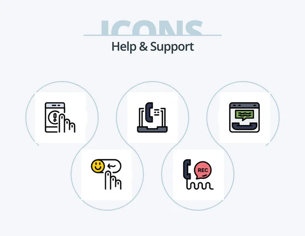 Help Support Line Filled Icon Pack Icon Design Help Communication — Stock Vector