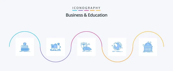 Business Education Blue Icon Pack Including Discover Globe Lamp Safety — Vetor de Stock