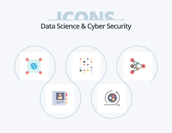 Data Science Cyber Security Flat Icon Pack Icon Design Deep — Stock Vector