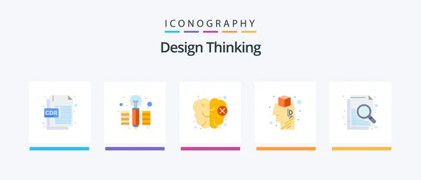 Design Thinking Flat Icon Pack Including File Knowledge Document Design — Stockvector