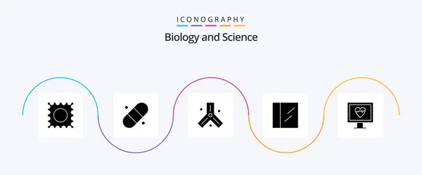 Biology Glyph Icon Pack Including Science Monitor — Vetor de Stock