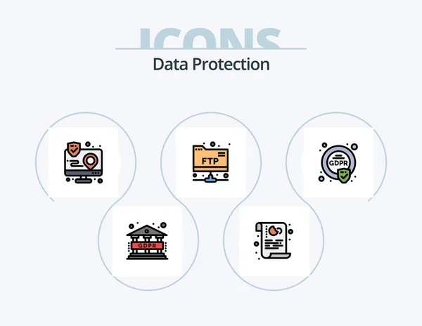 Data Protection Line Filled Icon Pack Icon Design Security Eye — Stock vektor