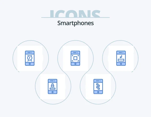 Smartphones Blue Icon Pack Icon Design Call Technology Alarm Smartphone — Διανυσματικό Αρχείο