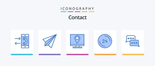 Contact Blue Icon Pack Including Clock Anytime Receive Page Contact — 图库矢量图片