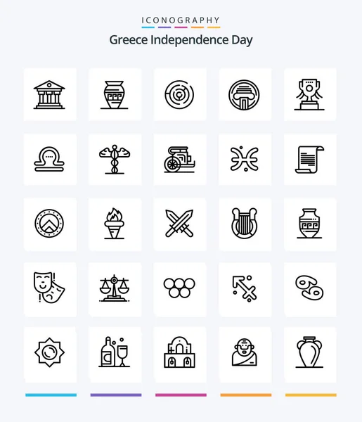 Creative Greece Independence Day Outline Icon Pack Award Typewriter Greece — Vetor de Stock