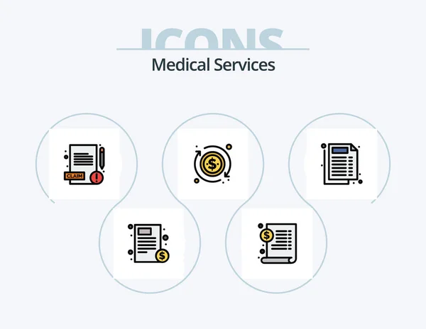 Medical Services Line Filled Icon Pack Icon Design Hospital Emergency — Stock vektor