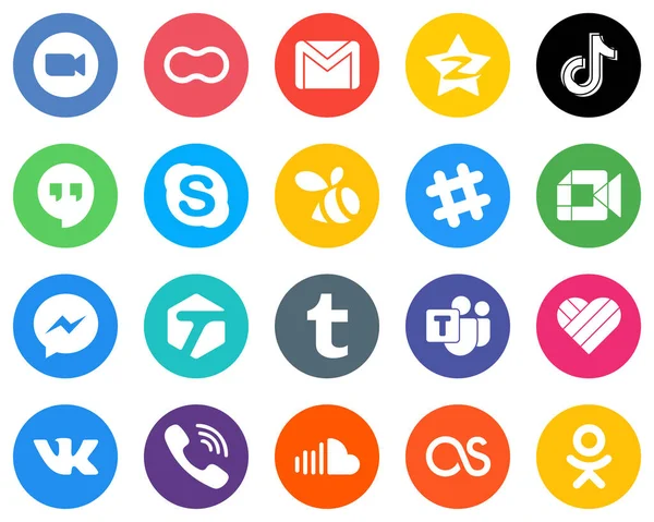 Flat Circle White Icon Collection video. email and douyin 20 Modern Icons