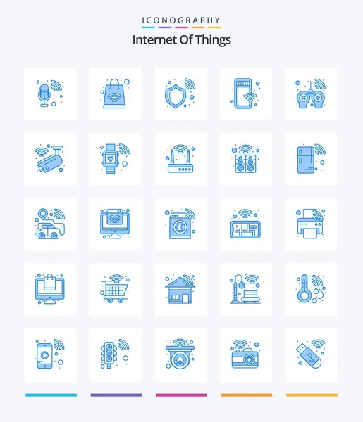 Creative Internet Things Blue Icon Pack Pcontroller Protect Store Online — Vettoriale Stock