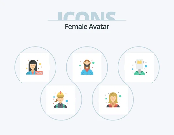 Female Avatar Flat Icon Pack Icon Design Nurse Mask Technician — Stok Vektör