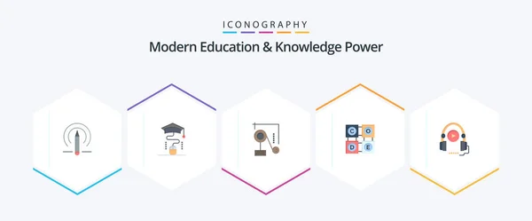 Modern Education Knowledge Power Flat Icon Pack Including Course Education — Stock Vector
