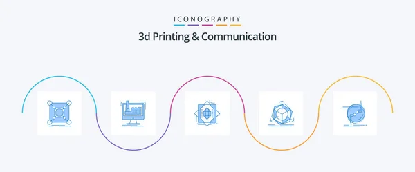 Printing Communication Blue Icon Pack Including Correction Production Forming Fabrication — Stockový vektor