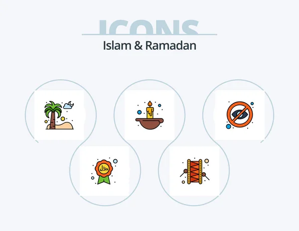 Islam Ramadan Line Filled Icon Pack Icon Design Muslim Building — Vector de stock