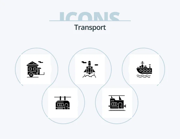 Transport Glyph Icon Pack Icon Design Transport Ship Camping Transport — Stockvektor