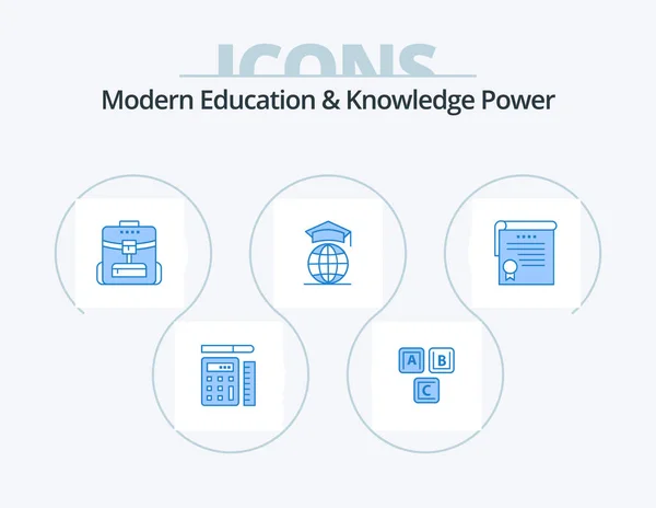 Сучасна Освіта Знання Сила Blue Icon Pack Icon Design Сертифікат — стоковий вектор