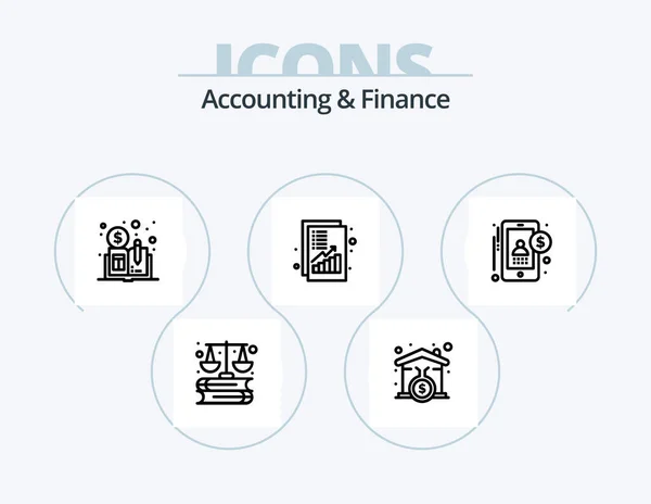 Accounting Finance Line Icon Pack Icon Design Stack Coins Calculate — Stockový vektor