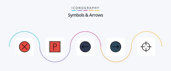 Symbols Arrows Line Filled Flat Icon Pack Including Symbols Sign — Stok Vektör