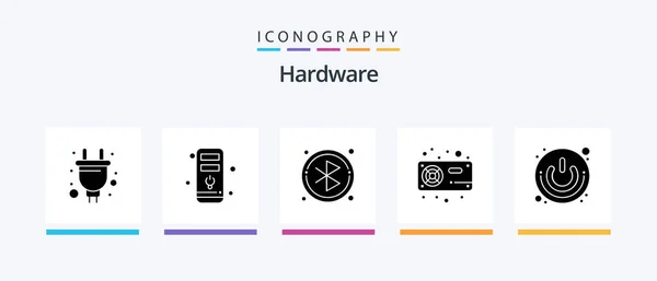 Hardware Glyph Icon Pack Including Power Button Circle Vga Hardware — 图库矢量图片