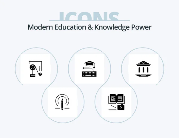 Сучасна Освіта Знання Сила Glyph Icon Pack Icon Design Школа — стоковий вектор