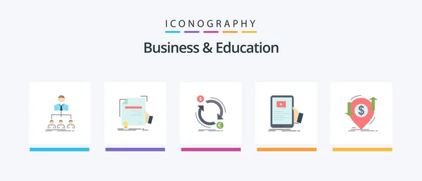 Business Education Flat Icon Pack Including Webinar Forum Award Convert — Wektor stockowy