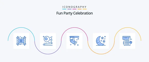 Party Blue Icon Pack Including Date Party Bright Night Bar — Stok Vektör
