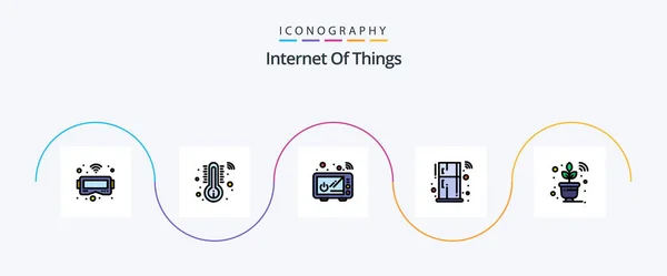 Internet Things Line Filled Flat Icon Pack Including Wifi Sensor — Stockvector