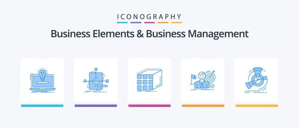 Business Elements Business Managment Blue Icon Pack Including Hit Business - Stok Vektor