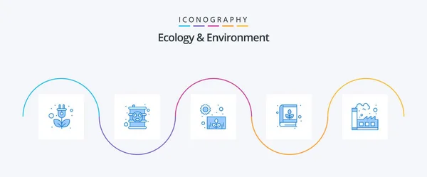 Ecology Environment Blue Icon Pack Including Green Nature Plant Knowledge — Wektor stockowy