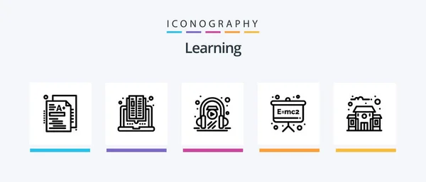 Learning Line Icon Pack Including Light Book Atom Reading Computer — Image vectorielle