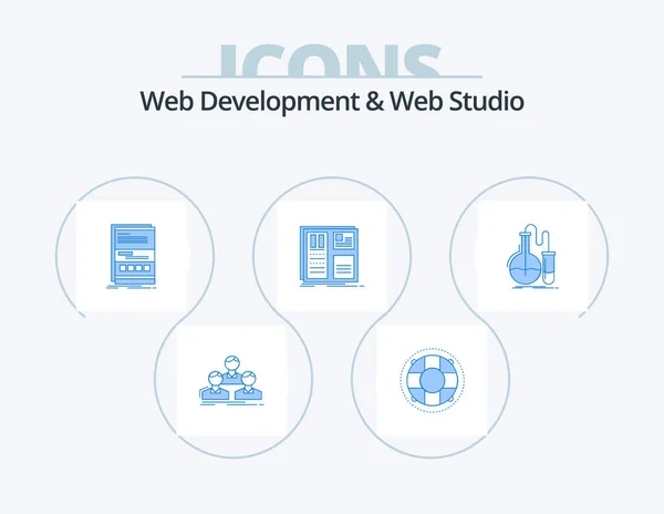 Web Development Web Studio Blue Icon Pack Icon Design Interface — Stock Vector