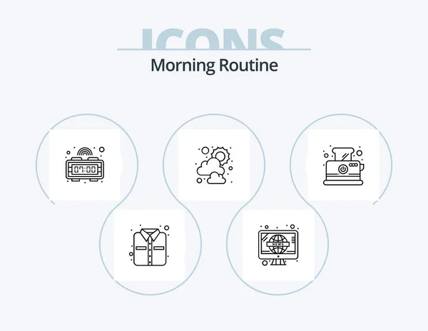 Morning Routine Line Icon Pack Icon Design Drink News Letter — Stock Vector