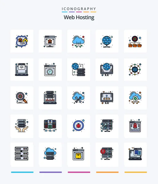 Creative Web Hosting Line Filled Icon Pack Folders Server Cloud — Image vectorielle