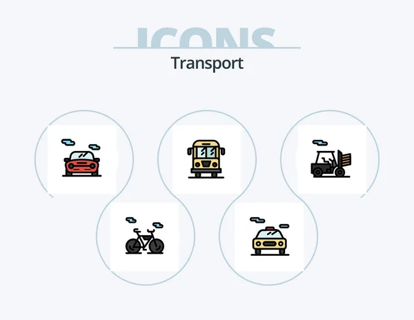 Transport Line Filled Icon Pack Icon Design Van Transport Quad — Image vectorielle