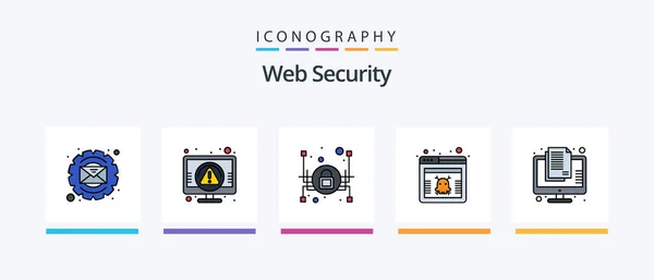 Web Security Line Filled Icon Pack Including Check Hacker Authentication — Stockvector