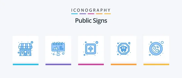 Public Signs Blue Icon Pack Including Signs Public Public Frame — Vetor de Stock