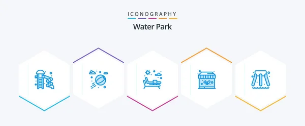 Water Park Blue Icon Pack Including Park Park Water Garden — Stok Vektör