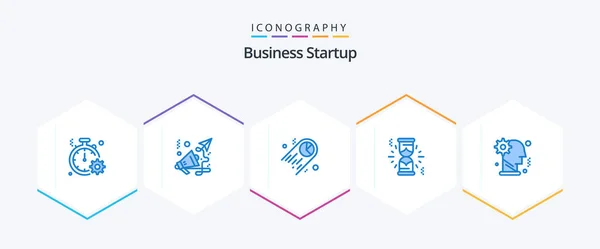Business Startup Blue Icon Pack Including Gear Waiting Speaker Loading — Archivo Imágenes Vectoriales