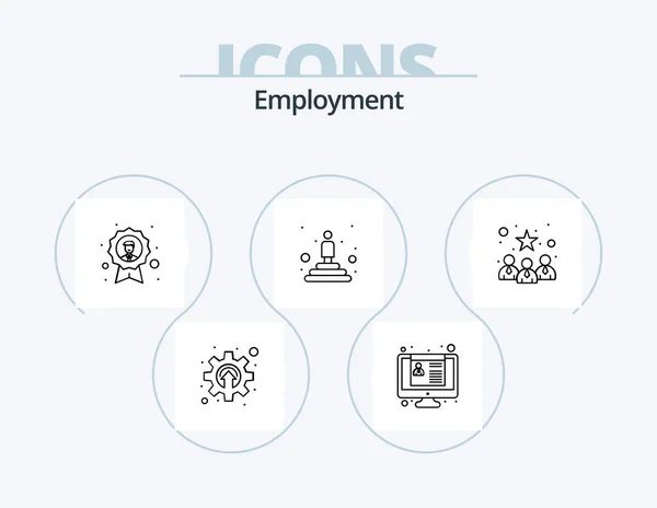 Employment Line Icon Pack Icon Design Goal Female Office Employee — Vector de stock