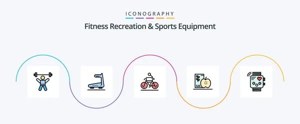 Fitness Recreation Sports Equipment Line Filled Flat Icon Pack Including — Stockvector