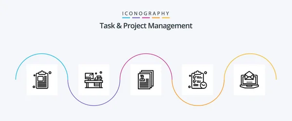 Task Project Management Line Icon Pack Including Clipboard Monitor Profile — Vetor de Stock
