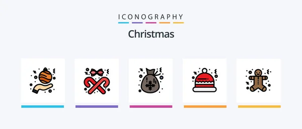 Christmas Line Filled Icon Pack Including Compact Bluray Feature Speaker — Vetor de Stock