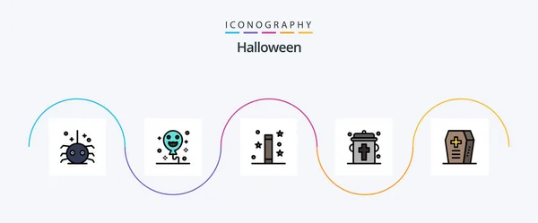 Halloween Line Filled Flat Icon Pack Including Halloween Halloween Icon — Image vectorielle