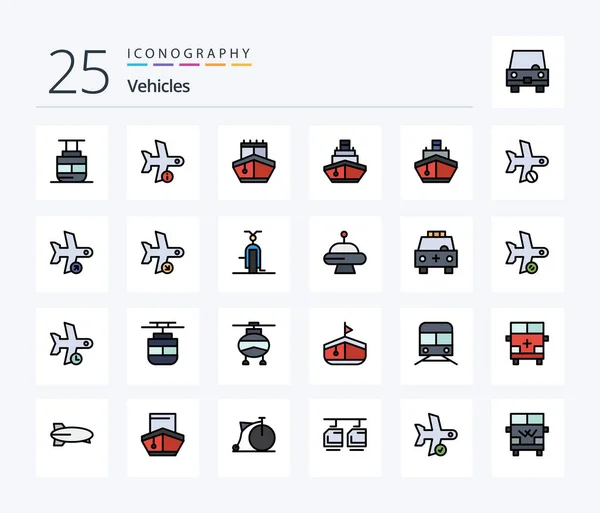 Vehicles Line Filled Icon Pack Including Vehicles Transport Transportation Filled — Stock Vector