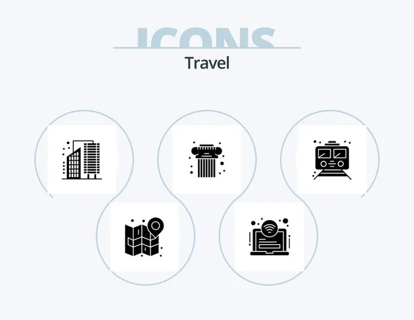 Travel Glyph Icon Pack Icon Design Greek Cultural Wifi Architecture — Vettoriale Stock
