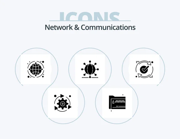 Network Communications Glyph Icon Pack Icon Design Good Documents World — Stockový vektor